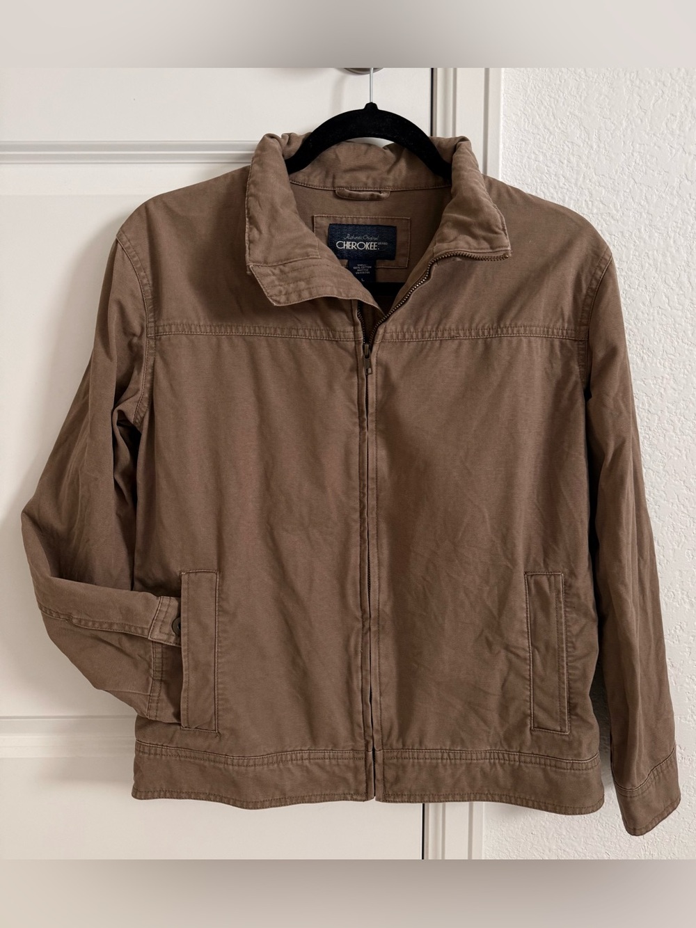 Cherokee Men's Brown Vintage Canvas Utility Jacket, Large